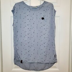 Naketano Ladies Shirt M Blue Gray Sleeveless Round Neck Fabric Viscose